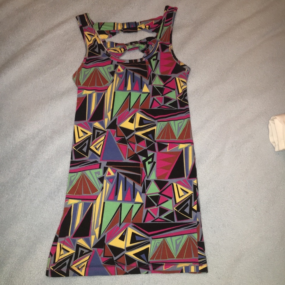 Geometric Tribal Long Top or Mini Dress Multicolor